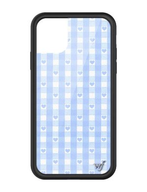 Blue Gingham Hearts iPhone Case