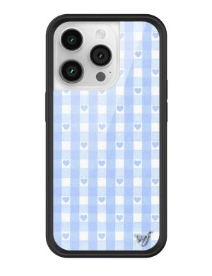 Blue Gingham Hearts iPhone Case