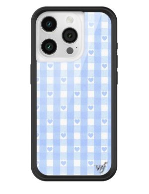 Blue Gingham Hearts iPhone Case