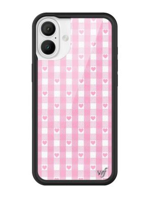 Pink Gingham Hearts iPhone Case