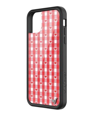 Red Gingham Hearts iPhone Case