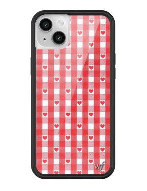 Red Gingham Hearts iPhone Case