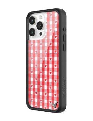 Red Gingham Hearts iPhone Case